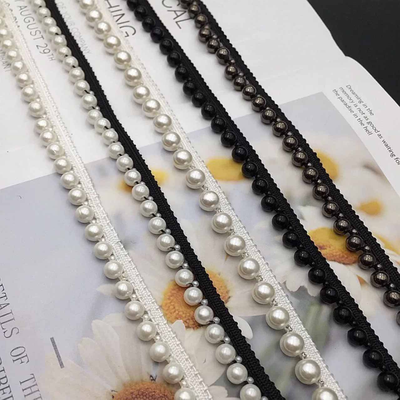 JFL023 Diy Sewing Garment Bags Decor Accessories Collar Clothing Trim Ribbon Fabric Pearl Beaded Lace