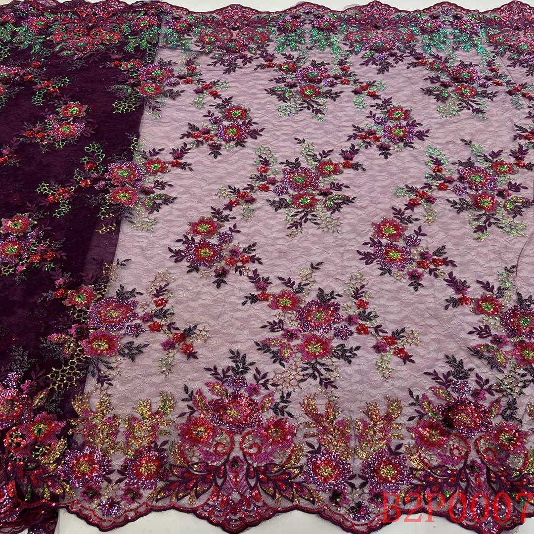Latest French wedding flower blue cotton guipure lace embroidered tulle eyelash mesh fabric