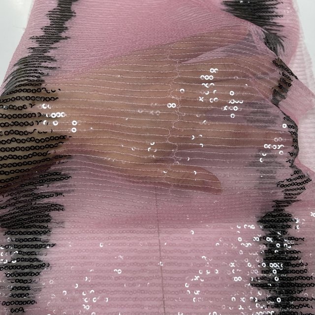 print tulle transparent sequins embroidery fabrics for sexy dress