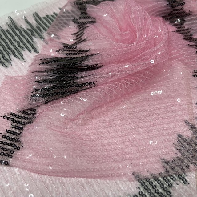 print tulle transparent sequins embroidery fabrics for sexy dress