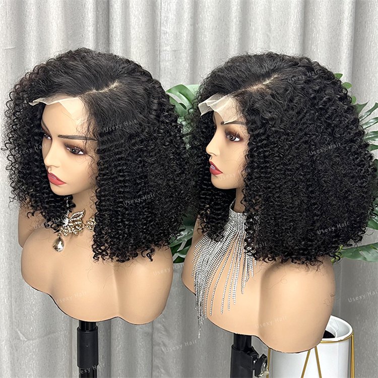 Wholesale Cheap Raw Indian Human Hair Kinky Curly Short Bob Wigs Lace Front Wigs For Black Women Hd Lace Frontal Wigs Human Hair