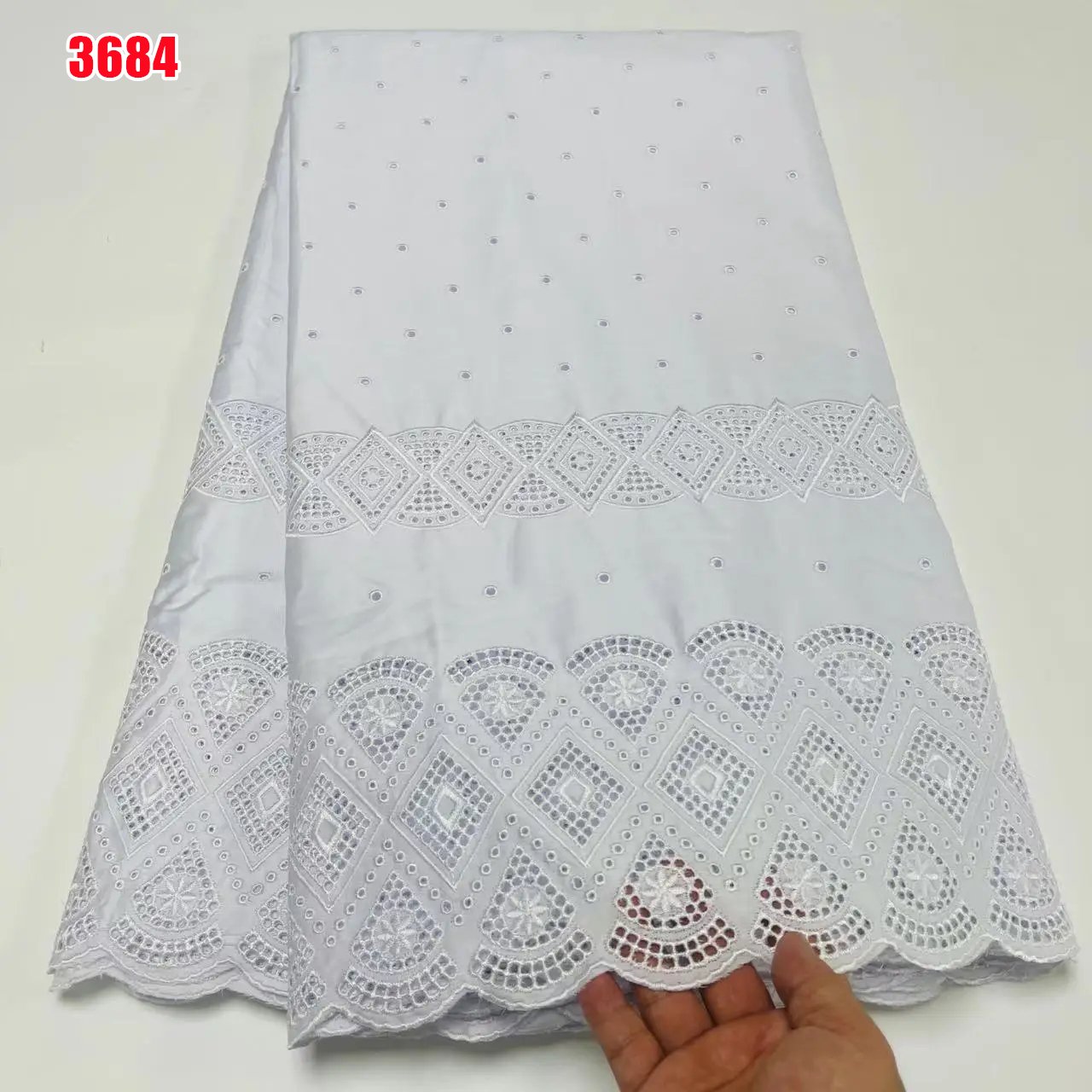 3684 Wholesale African Polish Lace Fabric Cotton Comfortable Dry Lace Plain Embroidery Fabric Men Fabric For Wedding Party