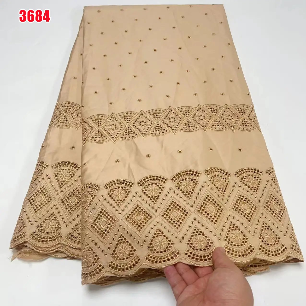 3684 Wholesale African Polish Lace Fabric Cotton Comfortable Dry Lace Plain Embroidery Fabric Men Fabric For Wedding Party