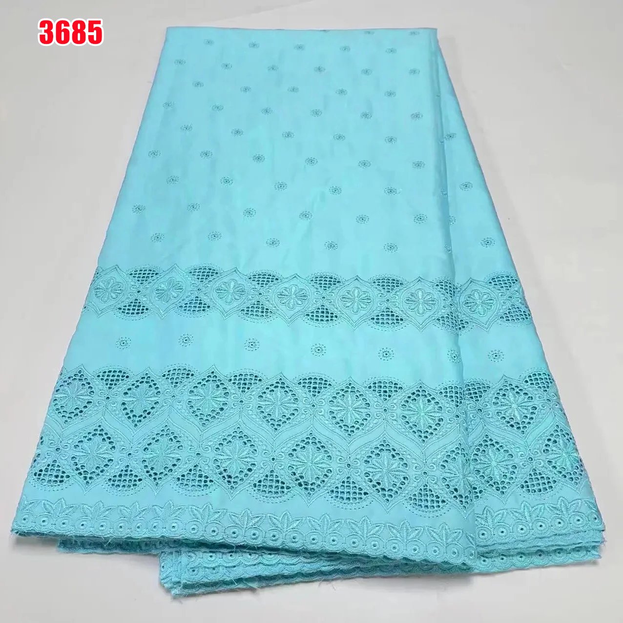 3684 Wholesale African Polish Lace Fabric Cotton Comfortable Dry Lace Plain Embroidery Fabric Men Fabric For Wedding Party