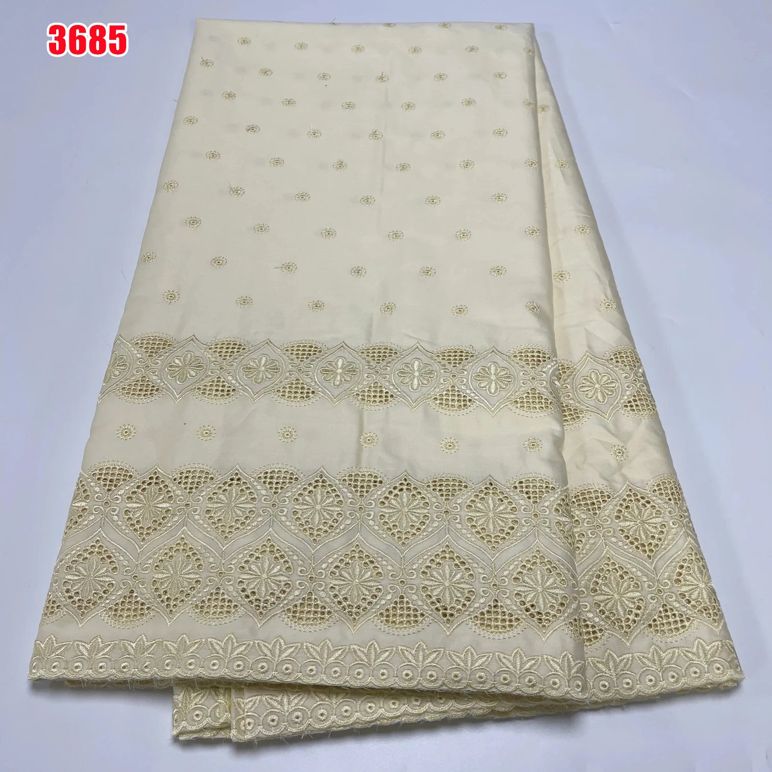 3684 Wholesale African Polish Lace Fabric Cotton Comfortable Dry Lace Plain Embroidery Fabric Men Fabric For Wedding Party