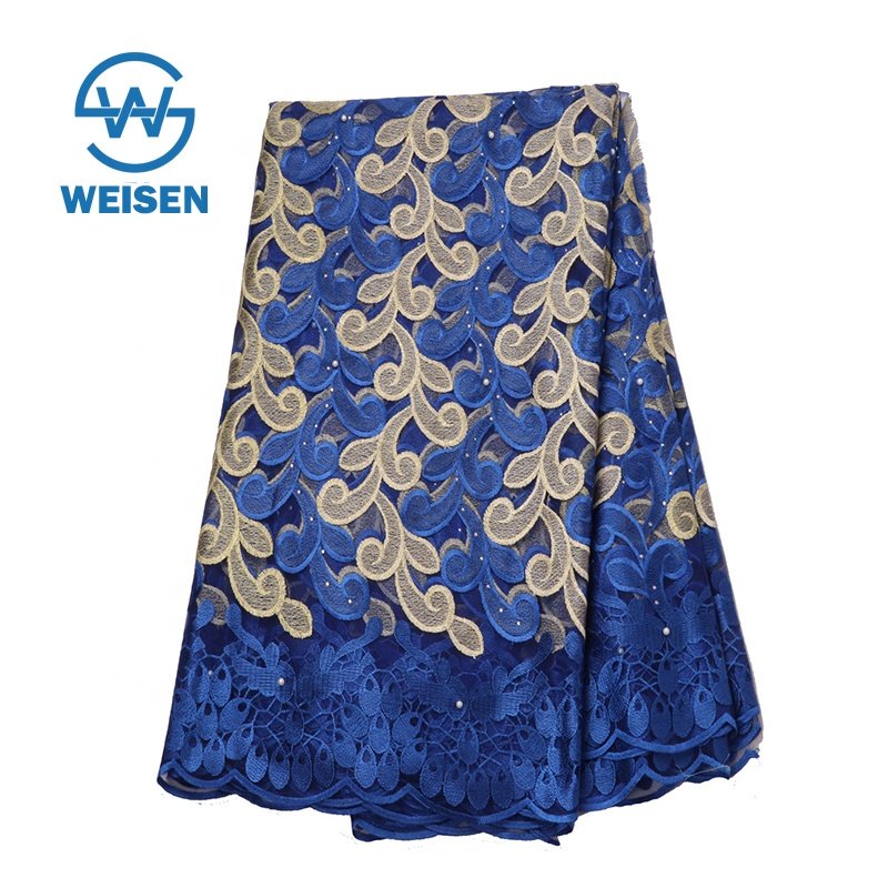 Nigerian Embroidery Wholesale Wedding French Dress Bead Purple African Lace Fabric