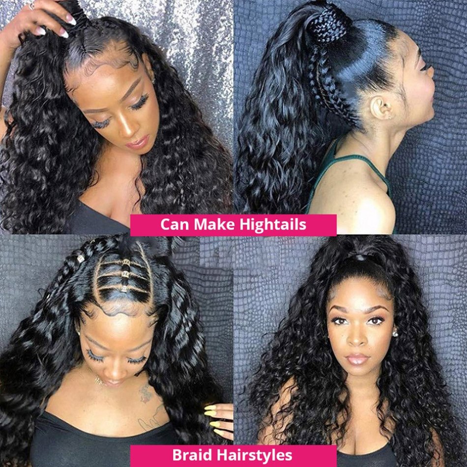 100% Virgin Human Hair Deep Kinky Curly 40 Inch Glueless Braided Raw Indian Hair Full Hd 360 Lace Frontal Human Hair Wigs