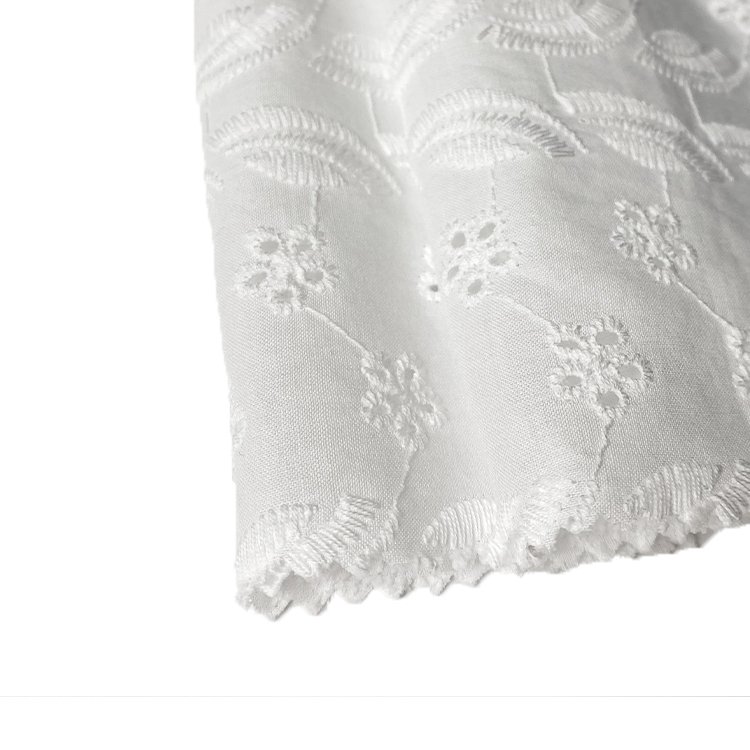 Harvest high quality flat voile stripe floral design eyelet cotton embroidery fabric from manufacturer