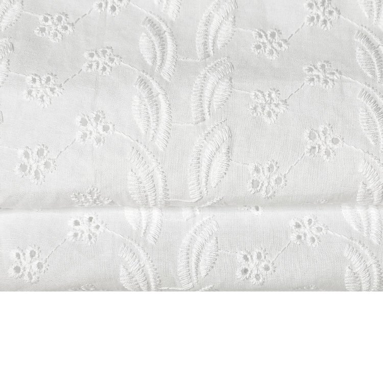Harvest high quality flat voile stripe floral design eyelet cotton embroidery fabric from manufacturer