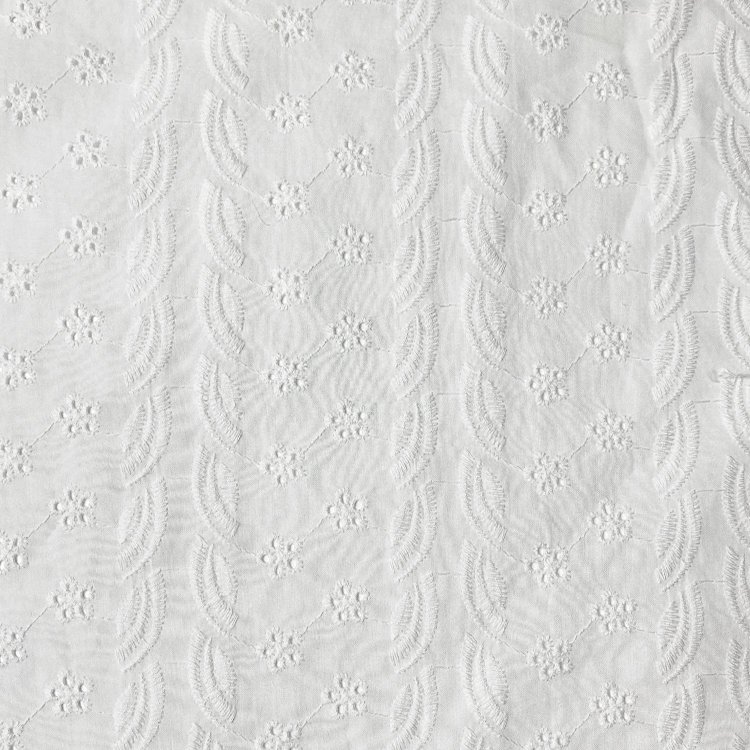 Harvest high quality flat voile stripe floral design eyelet cotton embroidery fabric from manufacturer