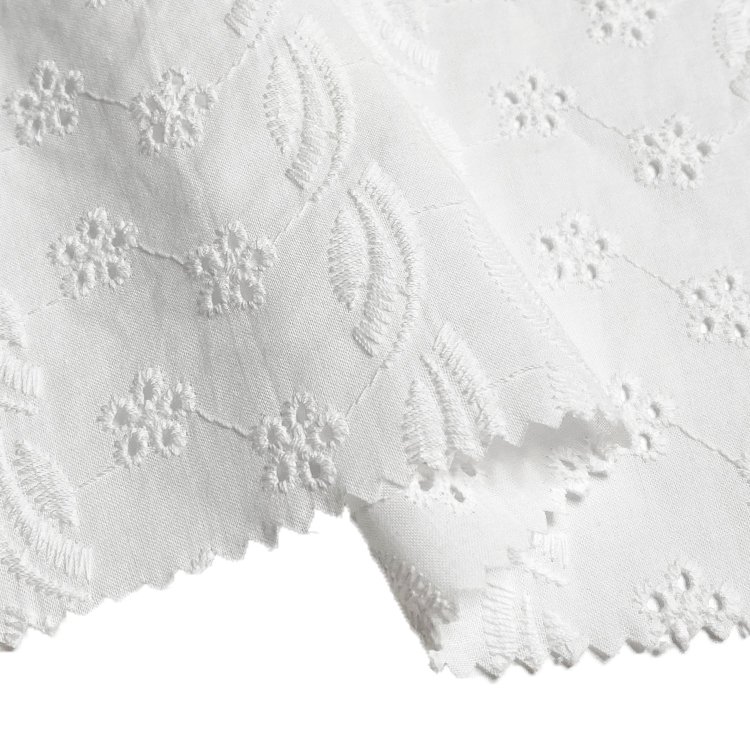 Harvest high quality flat voile stripe floral design eyelet cotton embroidery fabric from manufacturer