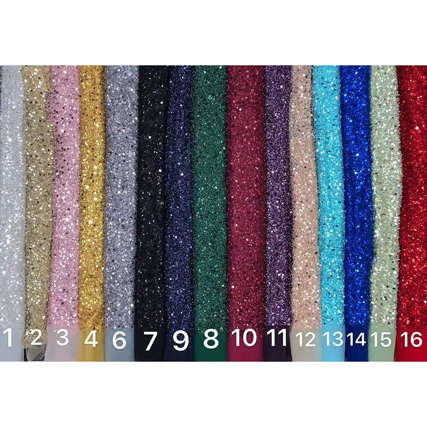 HAPPEAK high quality sequin beaded lace wholesale fancy tulle embroidery sequins fabric for wedding dress