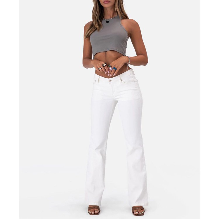 2024 High Quality Women Sleeveless Summer White Ribbed Knit Cropped Tank Top Tee Casual Sexy Camis Crop Cami Tops