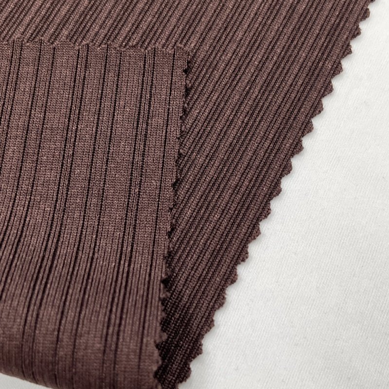 High Quality Comfortable 95 Polyester 5 Spandex 4 Way Stretch Rib Knit Jacquard Fabric For Apparel Women Clothing