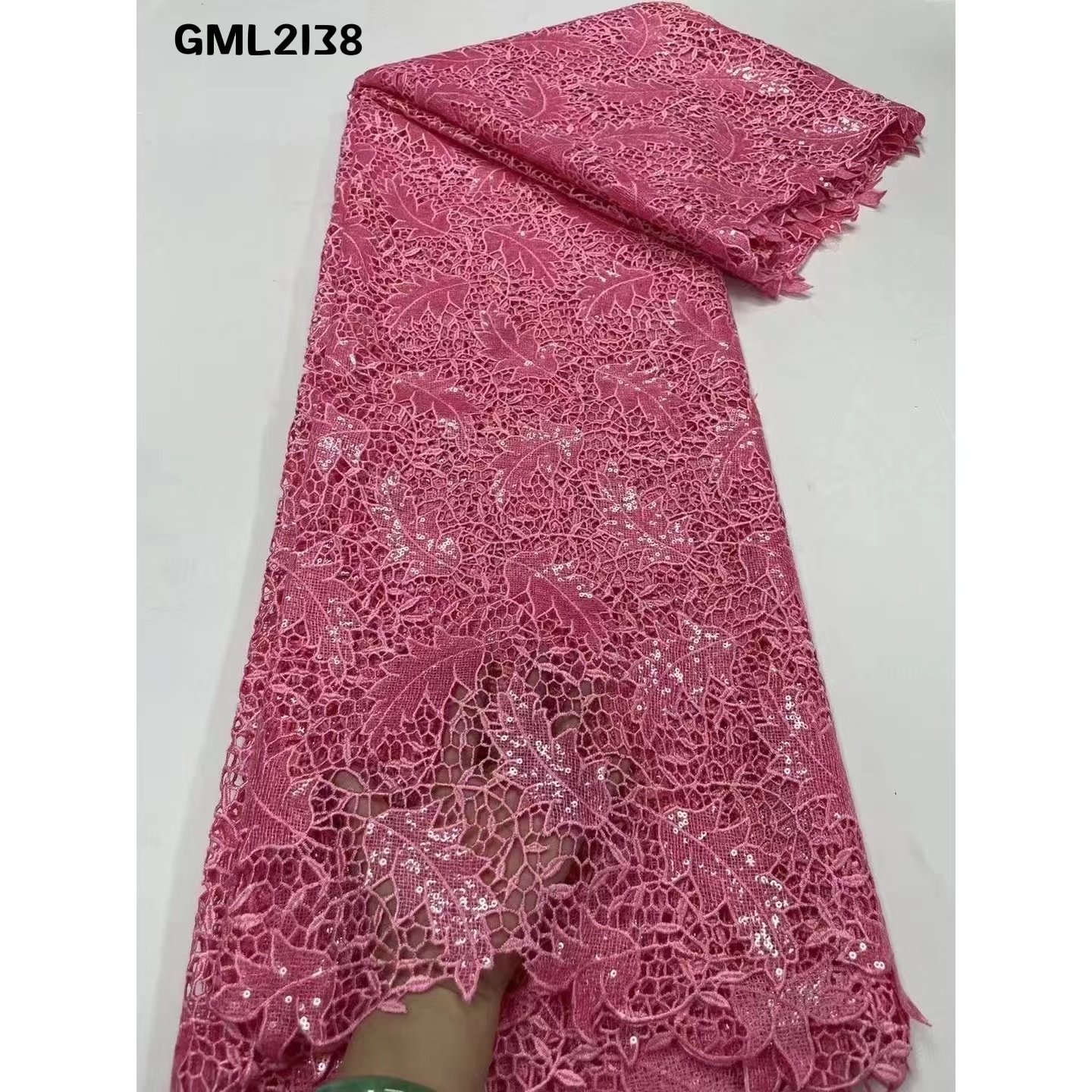 2022 wholesales pink cord lace milk silk water soluble lace french guipure embroidery voile fabric for women