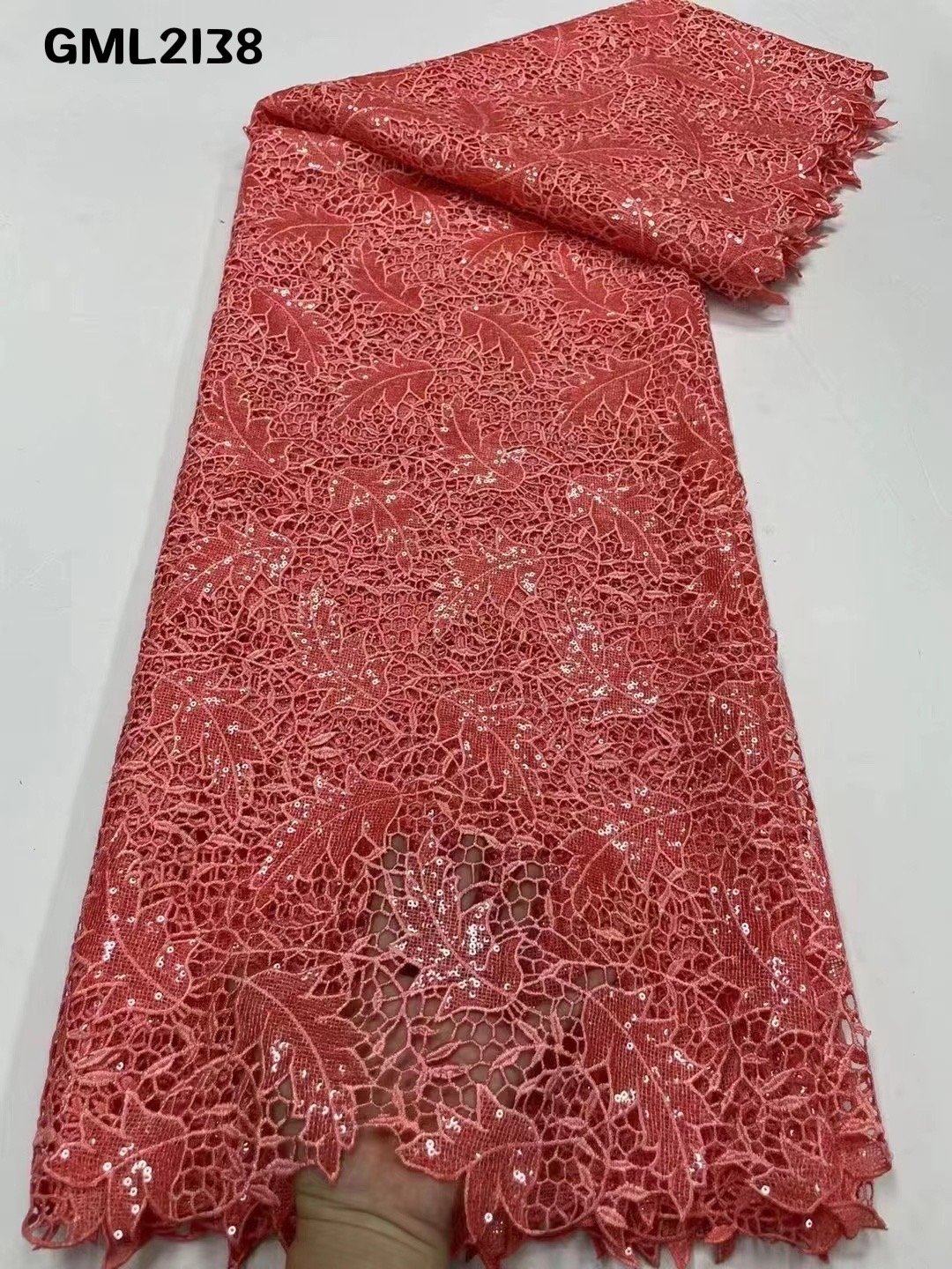 2022 wholesales pink cord lace milk silk water soluble lace french guipure embroidery voile fabric for women