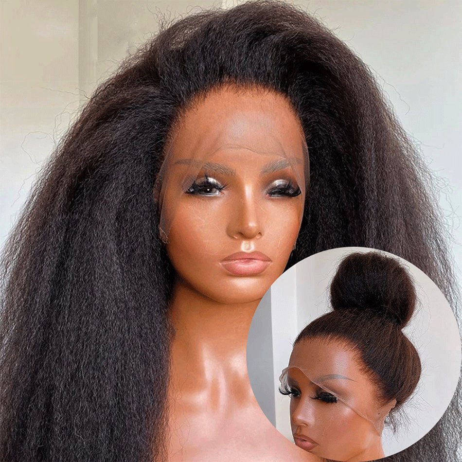 Yaki Straight Wig 360 Lace Frontal HD Human Hair Wigs 360 Full Lace Kinky Straight Wigs Human Hair Lace Front Brazilian Hair