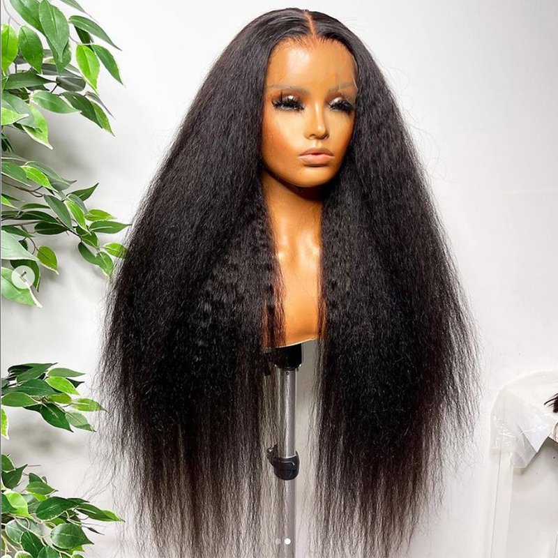 Yaki Straight Wig 360 Lace Frontal HD Human Hair Wigs 360 Full Lace Kinky Straight Wigs Human Hair Lace Front Brazilian Hair