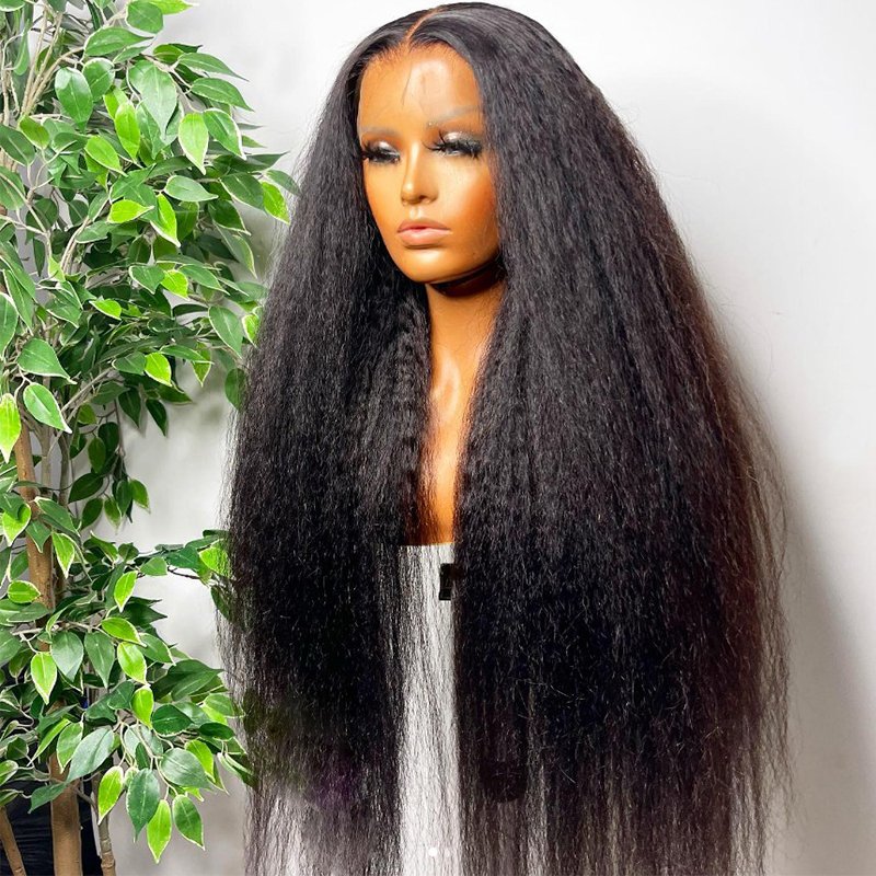 Yaki Straight Wig 360 Lace Frontal HD Human Hair Wigs 360 Full Lace Kinky Straight Wigs Human Hair Lace Front Brazilian Hair