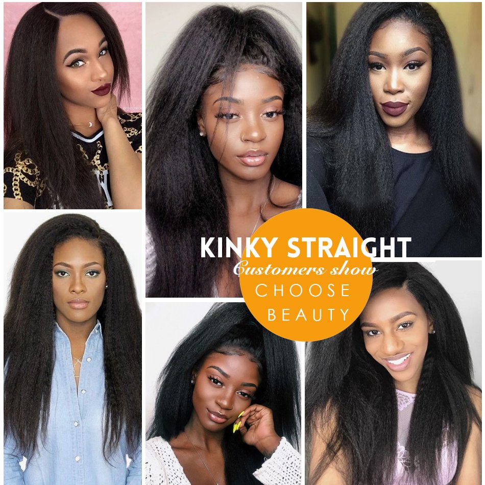 Yaki Straight Wig 360 Lace Frontal HD Human Hair Wigs 360 Full Lace Kinky Straight Wigs Human Hair Lace Front Brazilian Hair