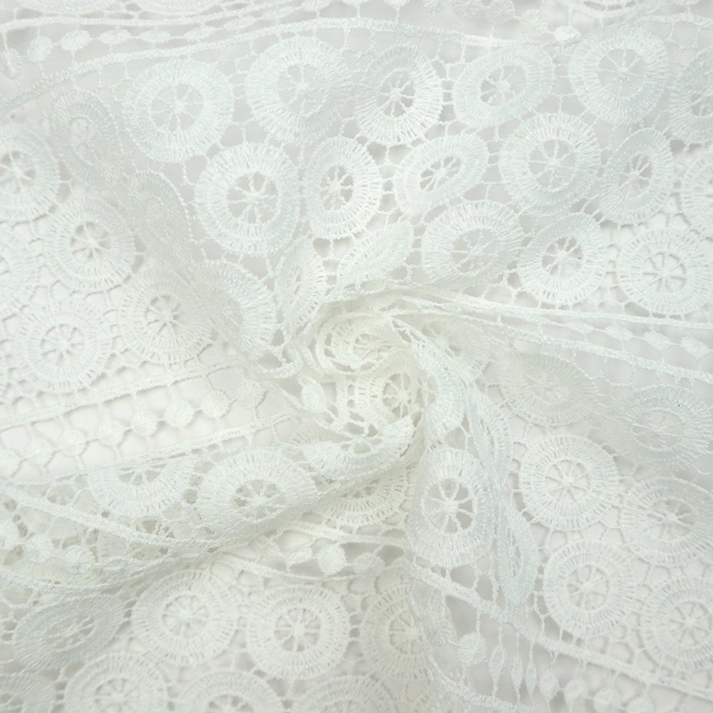 China High Quality Custom Water Soluble Lace 100% Polyester Eyelet Fabric Embroidered Cloth Embroidery Fabrics For Dresses