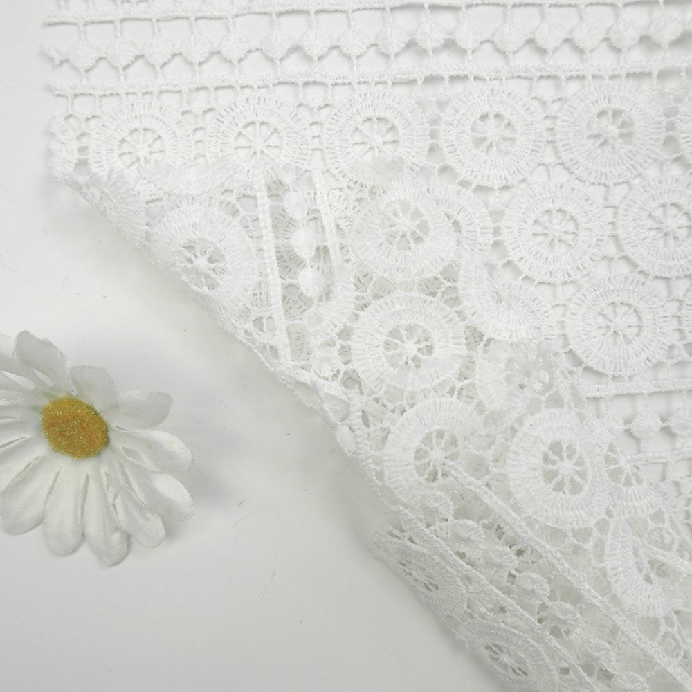 China High Quality Custom Water Soluble Lace 100% Polyester Eyelet Fabric Embroidered Cloth Embroidery Fabrics For Dresses