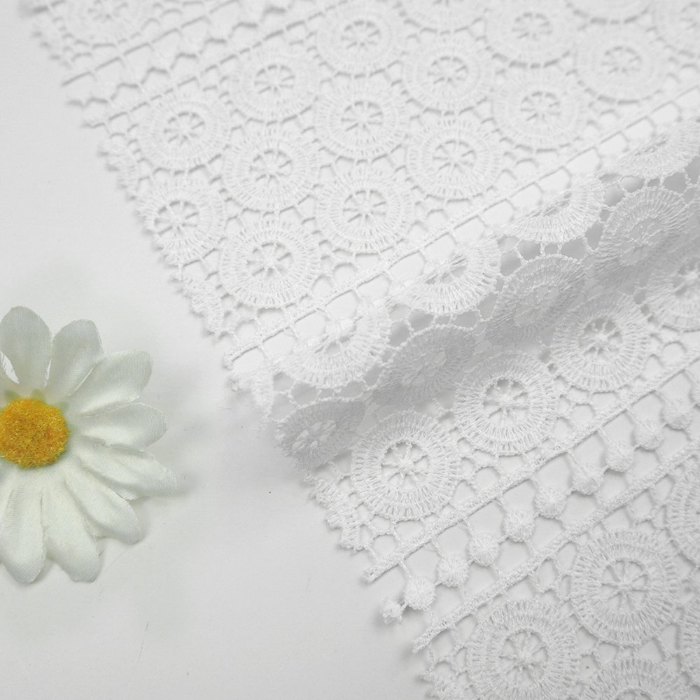 China High Quality Custom Water Soluble Lace 100% Polyester Eyelet Fabric Embroidered Cloth Embroidery Fabrics For Dresses