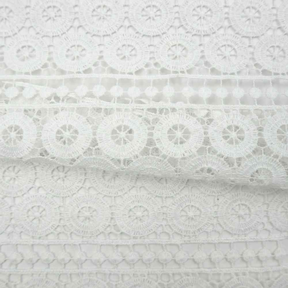 China High Quality Custom Water Soluble Lace 100% Polyester Eyelet Fabric Embroidered Cloth Embroidery Fabrics For Dresses