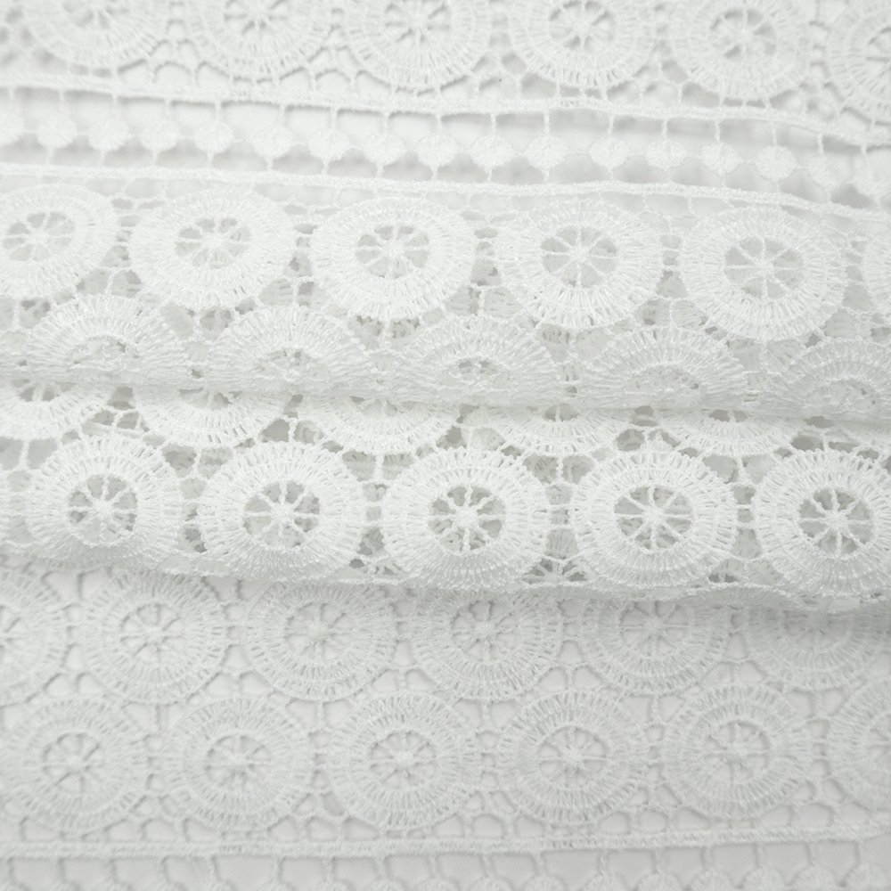 China High Quality Custom Water Soluble Lace 100% Polyester Eyelet Fabric Embroidered Cloth Embroidery Fabrics For Dresses