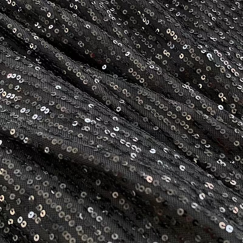 Manufacture Shiny Stretch Glitter Fabric Tulle Sequin Embroidery Fabric For Night Dress
