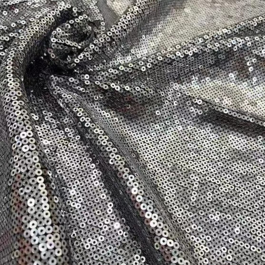 Manufacture Shiny Stretch Glitter Fabric Tulle Sequin Embroidery Fabric For Night Dress