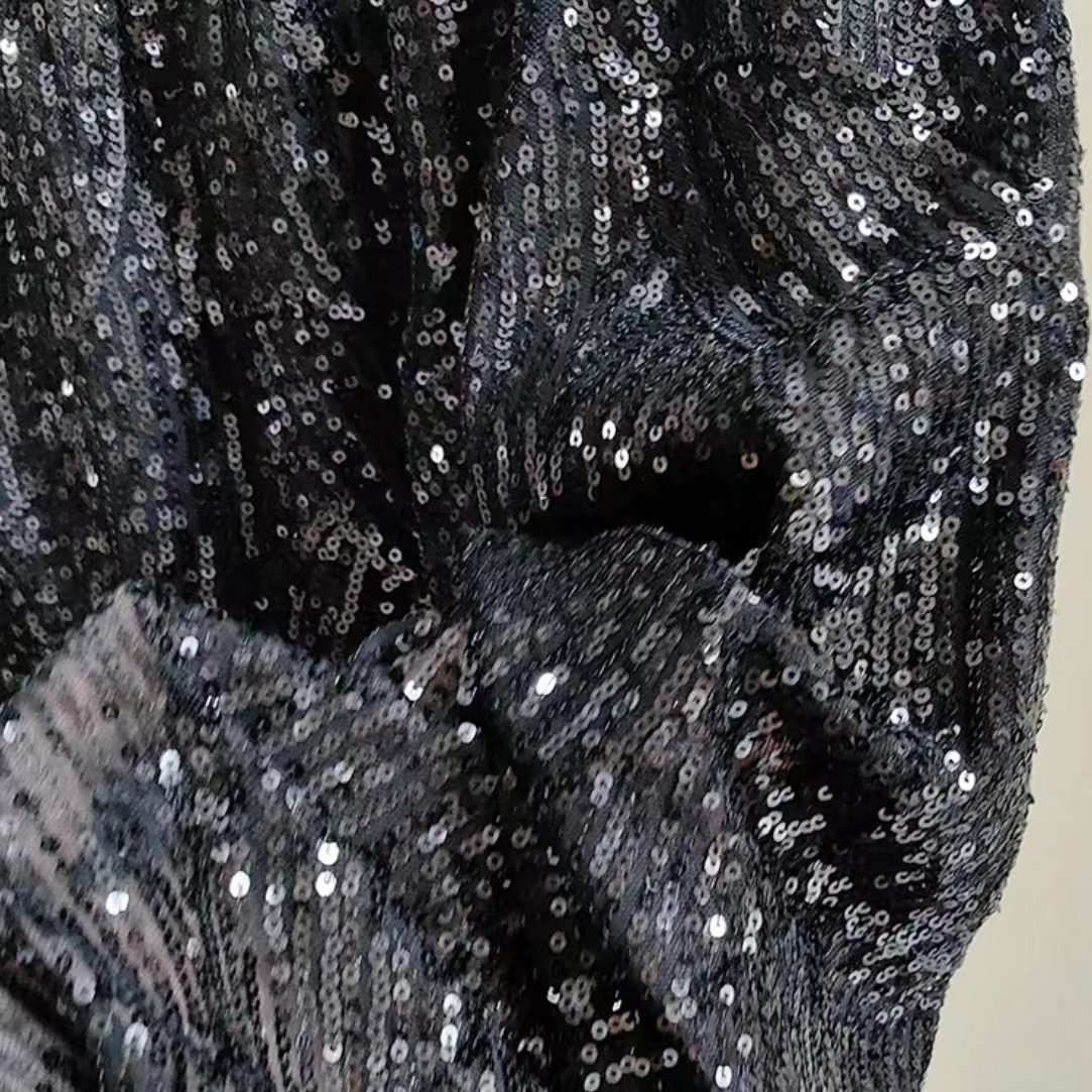 Manufacture Shiny Stretch Glitter Fabric Tulle Sequin Embroidery Fabric For Night Dress