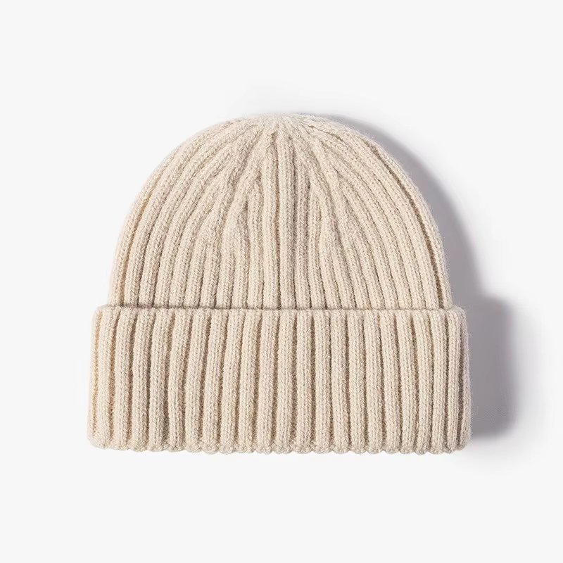Women's Cashmere Beanie Rib Knitted Thick Beanie Hat