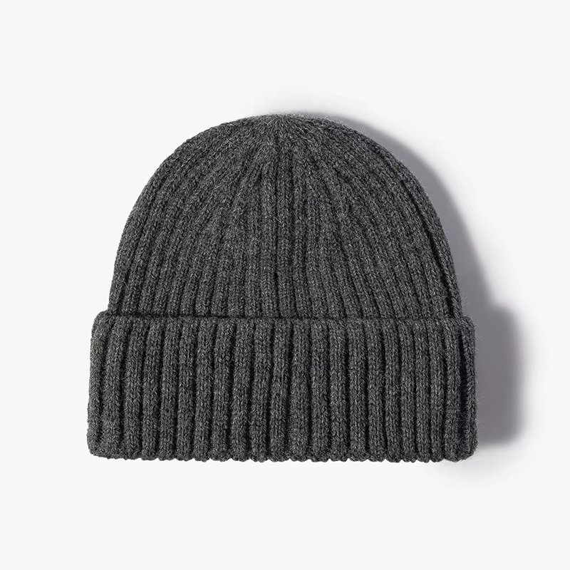 Women's Cashmere Beanie Rib Knitted Thick Beanie Hat