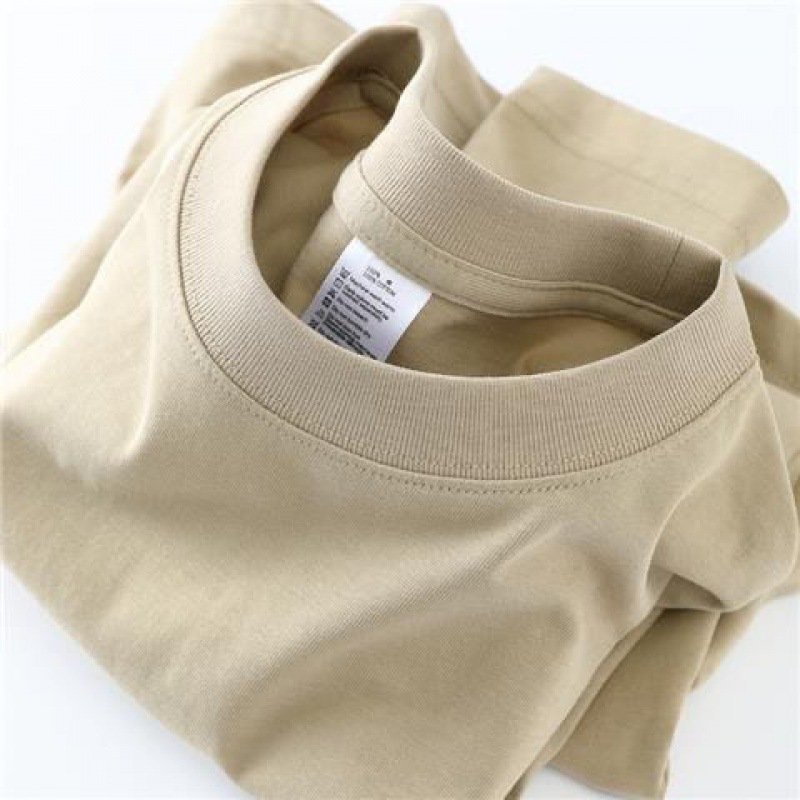 men's heavy cotton t shirt High Quality Custom LOGO desgin Blank oversized drop shoulder rib o-neck tshirt for men