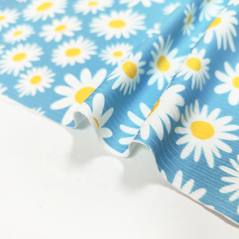 Best price printed 4*2 ottoman rib fabric rib fabric of polyester polyester elastane ribbed fabric for garment