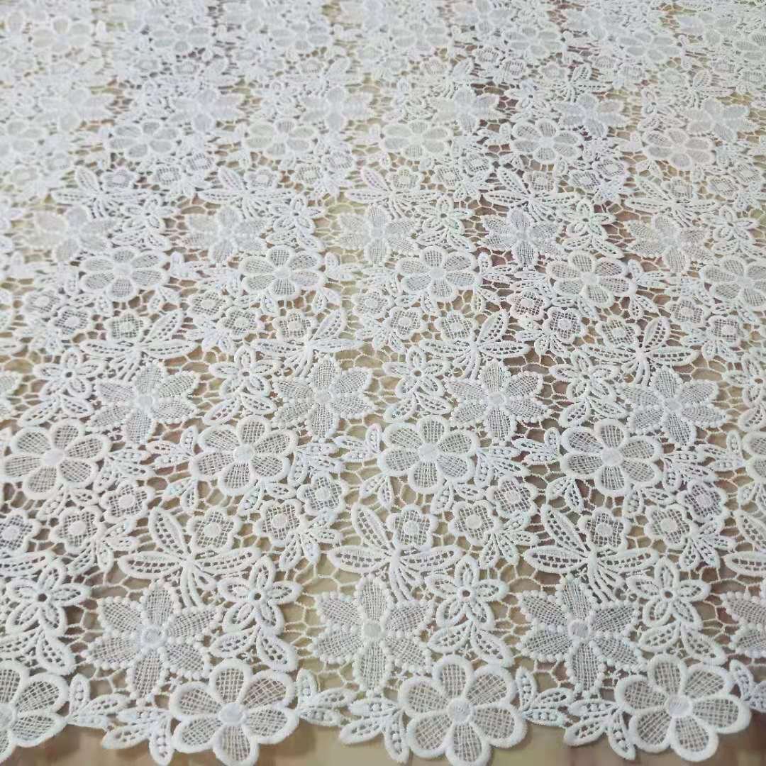 Wholesale White Poly Milk Fiber Chemical Lace Ladies Wedding Embroidery Lace Fabric For Dress Home Decoration