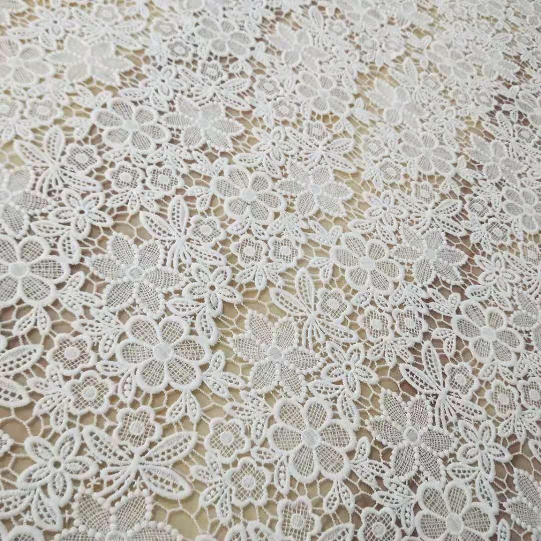 Wholesale White Poly Milk Fiber Chemical Lace Ladies Wedding Embroidery Lace Fabric For Dress Home Decoration