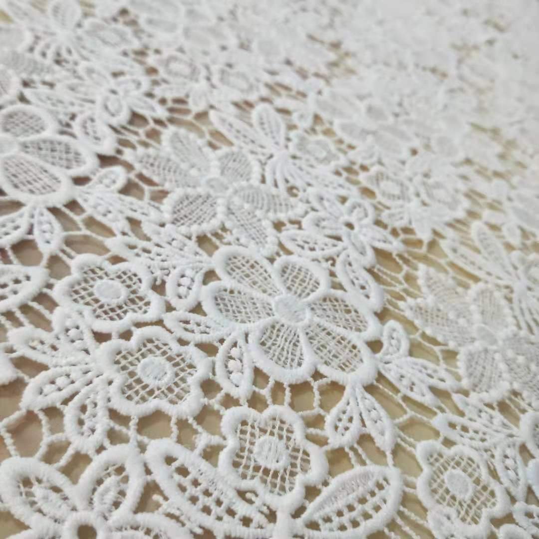 Wholesale White Poly Milk Fiber Chemical Lace Ladies Wedding Embroidery Lace Fabric For Dress Home Decoration