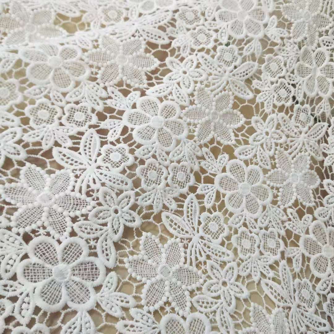 Wholesale White Poly Milk Fiber Chemical Lace Ladies Wedding Embroidery Lace Fabric For Dress Home Decoration