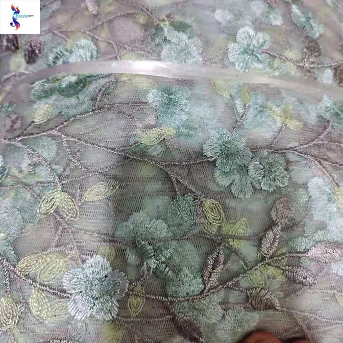 Wholesale big quantity kilo price mesh flat embroidery stock fabrics
