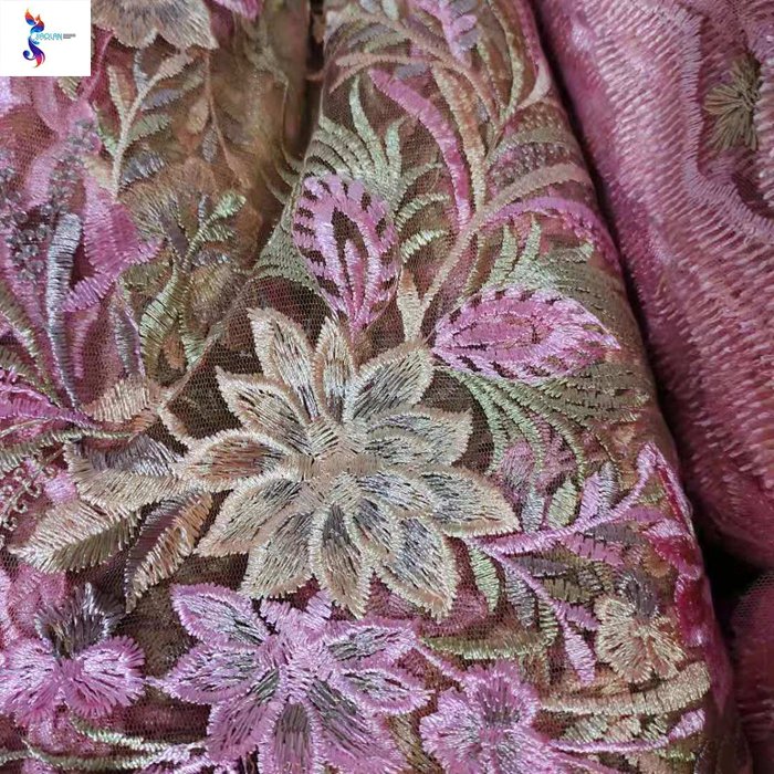 Wholesale big quantity kilo price mesh flat embroidery stock fabrics