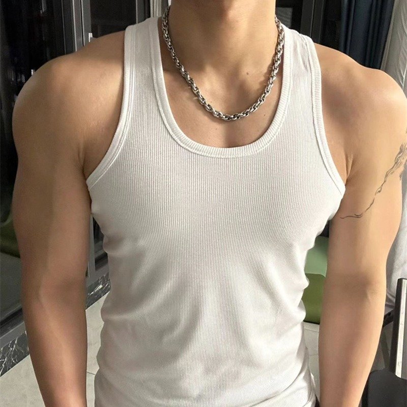 Ribbing Thread Slim Stretch Men's Sports Sleeveless T-shirt Fitness Vest Quick Drying Muscle Train Clothes Summer men tank top