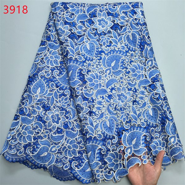 3918 Wholesale Price Fancy Guipure Cord Lace Embroidery Lace Fabric Asoebi Dress For Party Nigeria Lace Fabric With stones