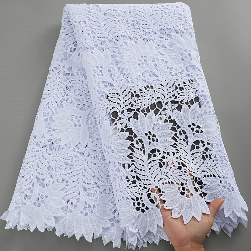 3039 Wholesale Pure White New Designs African High Quality Cord Guipure Lace Nigeria Lace Fabric For Lady's Wedding Dress