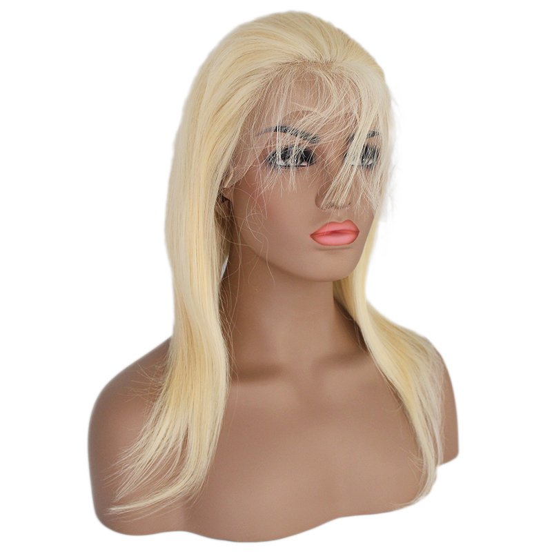 24 inch 13*4 lace frontal wig 100% unprocessed human hair glue less blonde wig