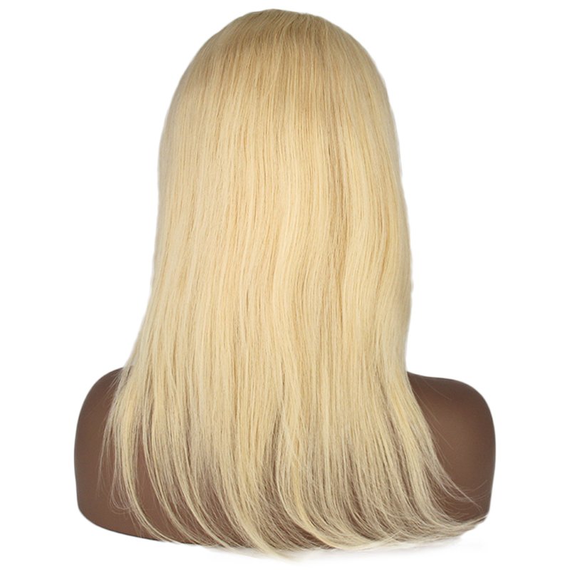 24 inch 13*4 lace frontal wig 100% unprocessed human hair glue less blonde wig