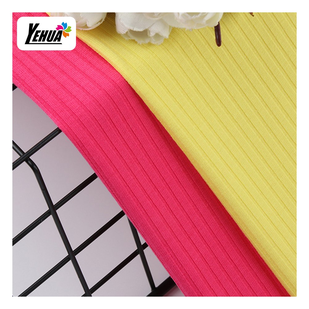 solid dyed 230 gsm 4*3 customized colors polyester spandex rib knit fabric