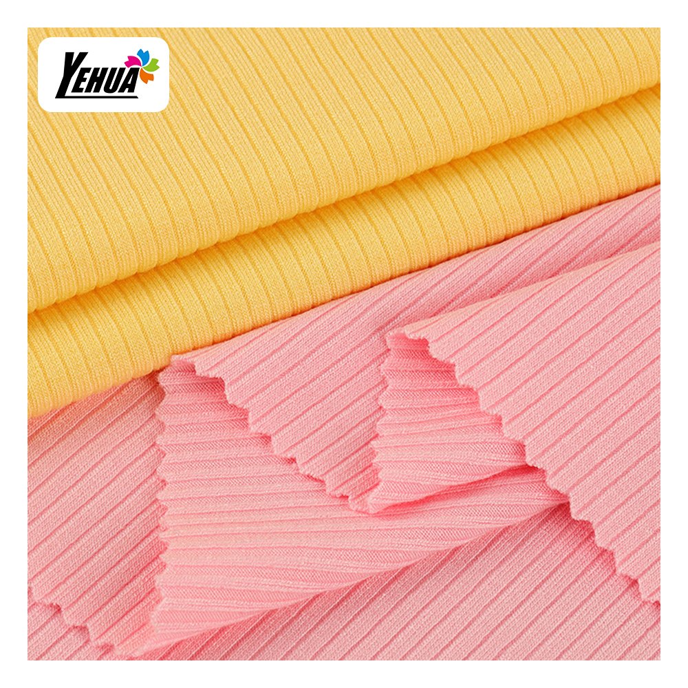 solid dyed 230 gsm 4*3 customized colors polyester spandex rib knit fabric