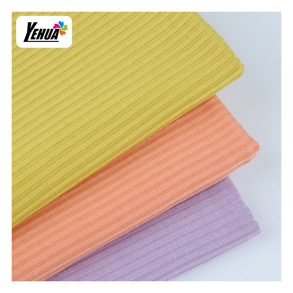 solid dyed 230 gsm 4*3 customized colors polyester spandex rib knit fabric